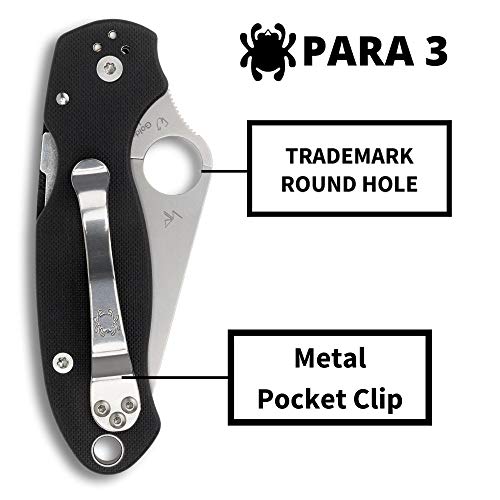 Spyderco Para 3 Signature Folding Utility Pocket Knife with 2.95" Stainless Steel Blade and G-10 Handle - Everyday Carry - PlainEdge - C223GP - Image 4