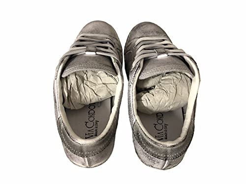 Via Condotti Scarpe Sneakers Basse Uomo Donna Pelle Bianco Ghiaccio Stella Rossa Sfumato - 4