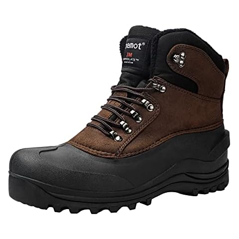 riemot Women's Men's Snow Boots, Waterproof Winter Boots for Dog Walking Hiking Trekking Fishing Riding Hunting, Mucker Yard Boots Gardening Shoes Warm Anti-Slip Ankle Boots, Men Brown UK 11 Cover