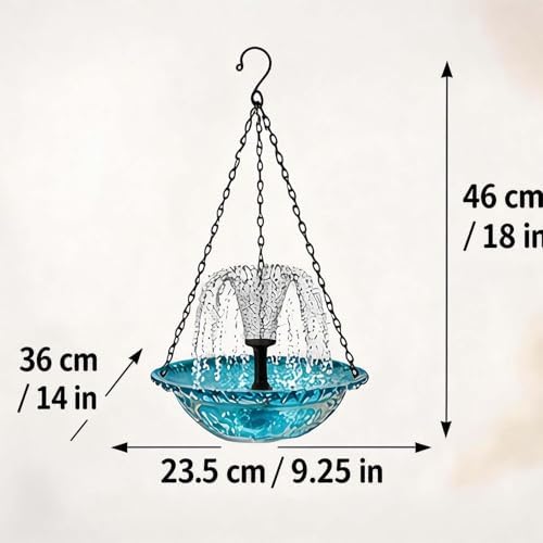 Solar Powered Hanging Bird Bath Fountain, 3-Tier Cascade Solar Water Fountain with Integrated Solar Panel, Upgraded Water Pump for Garden, Patio, Outdoor Bird Decor (Blue, Set A) - 1