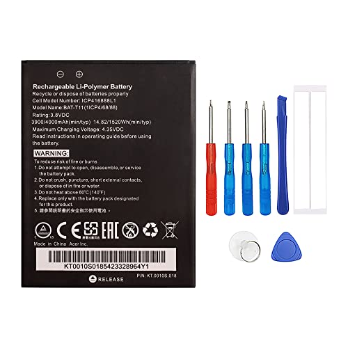 Swark Batterie BAT-T11 1ICP4/68/88 compatible avec Acer Liquid Z630 Z630S T04 T03 avec outils