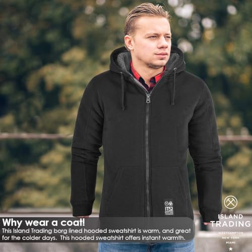 Island Trading Mens Cotton Padded Borg Fleece Sherpa Lined Full