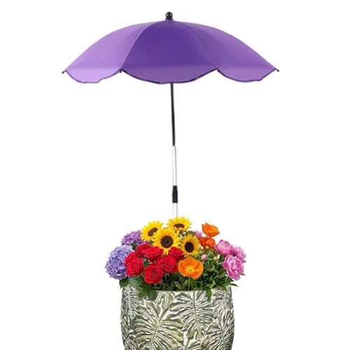 Sombrilla para plantas en maceta con estaca ajustable para jardín, balcón, terraza y césped
