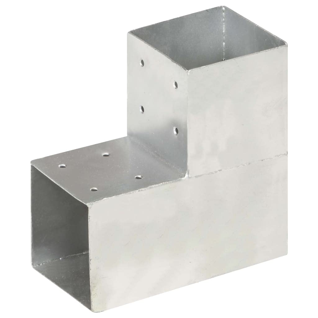 vidaXL 4x Pfostenverbinder L-Form 2 Hülsen Balkenschuh Holzverbinder Eckverbinder Pfostenecke Balken Verbinder Feuerverzinkt Verzinktes Metall 101x101mm
