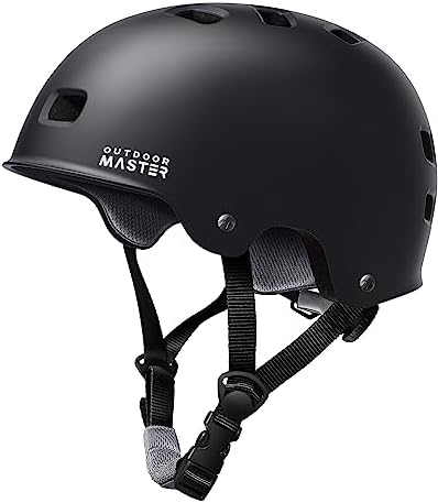 OutdoorMaster Skateboard Cycling Helmet - Two Removable Liners Ventilation Multi-Sport Scooter Roller Skate Inline Skating for Kids, Youth & Adults - L - Black