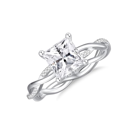 1.5CT 2CT Princess Cut Moissanite Rings for Women D Color VVS1 Moissanite Engagement Ring S925 Sterling Silver Promise Wedding Rings for Women2