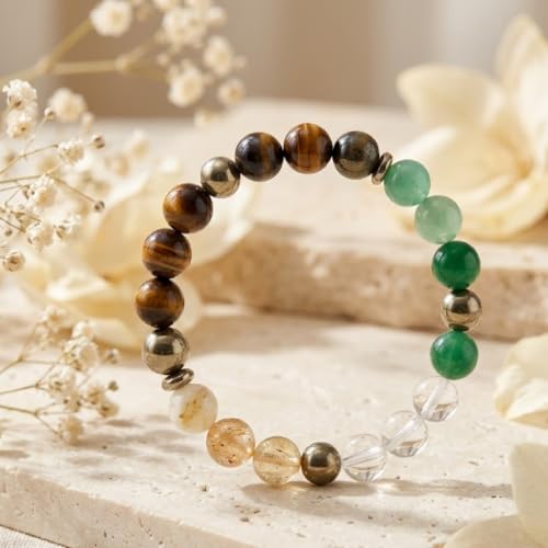 Image of Dhan Yog Bracelet |Attracts Wealth & Prosperity | Manifest Wealth with Citrine, Jade, Tiger Eye, Clear Quartz & Pyrite Stone | Bracelet for Man & Woman | Gift for Man & Woman