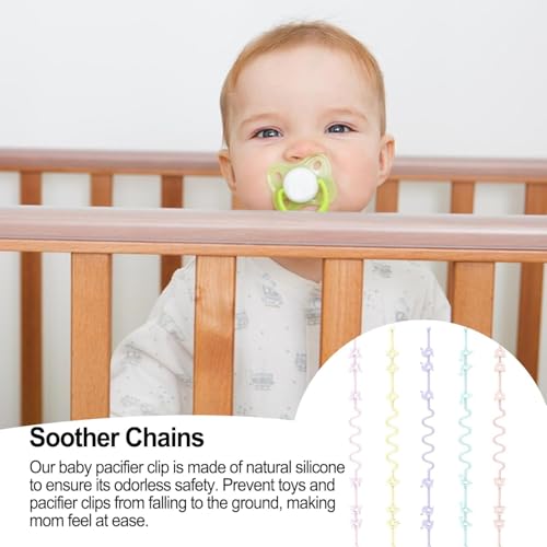 SYOSI Toy Strap, 5 Pcs Silicone Setpacifier Clip Keep Toys and Sippy Cups Secure with Toy Straps and Sippy Cup Strap Applies to Car Seat Toy, Teether Toy, High Chair, Stroller Accessories