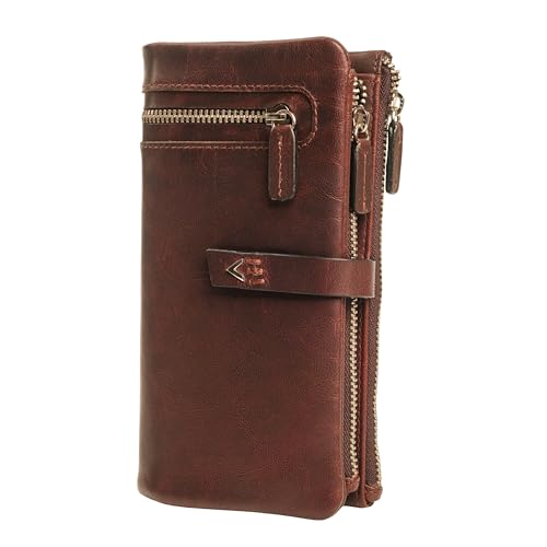 Lavalen Monederos de cuero para mujer, elegante monedero para mujer, cartera RFID para mujer, cartera de cuero hecha a mano, pequeño y colorido, con bolsillo para monedas y tarjetas, para uso diario