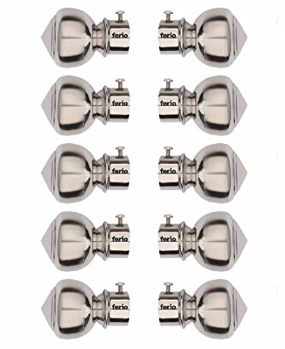 Image of FERIO Stainless Steel Curtain Bracket Holder for Door and Window Accessories Fitting for Bedroom and Kitchen Area for 1 Inch Rod Pocket Size Only Finals Set (Pack of 10)