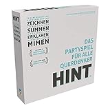 Bei dem Partyspiel HINT müsst ihr eurem Team die richtigen Hinweise geben. Die Herausforderung liegt darin, die Begriffe je nach Karte zeichnen, erklären, mimen oder summen zu müssen
