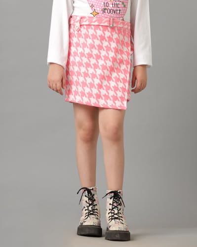 Image of Under Fourteen Girls Flannel Checks Skort | Skirt for Girls | Woven | 14-15 Yrs(Pink)