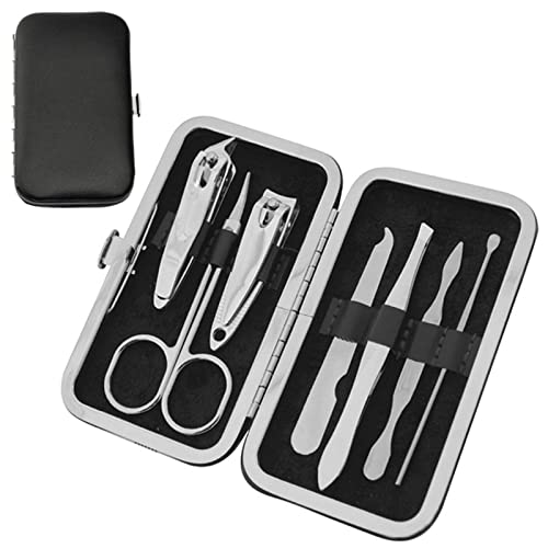 Kit Manucre Pedicure - Coupe Ongle Professionnel Coupe Cuticule Acier Inoxydable - Trousse Manucure Pedicure Set de 7 Pièces avec Exquis La Boîte