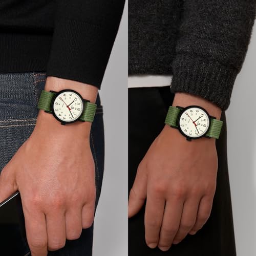 Image of LN LENQIN Mens Watches Unisex Military Sport Nylon Strap Stylish Luminous Fashion Analog Quartz Watch for Men Waterproof Army Tactical Casual Wristwatch