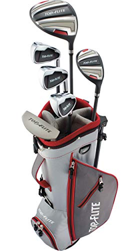 Top Flite 2019 Kids' 9-Piece Complete Set â€“ (Height 53â€ and Above)-Grey/Red-Right Hand