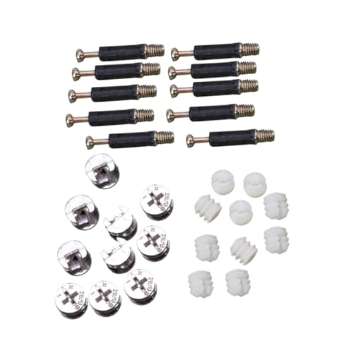Ciieeo 10 Sets Furniture Cam Fittings Connectors with Pre-inserted Nuts and Dowels Self-tapping Screw Nut for Wood Furniture Cupboard Drawer Assembly Eccentric Side Connecting Hardware