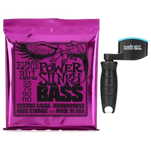 Ernie BallÊ2831 Power Slinky Nickel Wound Electric Bass Guitar Strings with Pegwinder - .055-.110