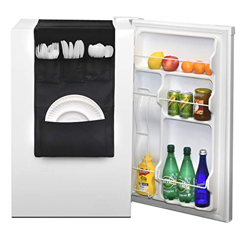 Classic Design - Over the Door Pantry Closet Organizer, Dorm and office Over the Fridge Caddy Organizer, Storage and Paper Goods Organizer (Black)