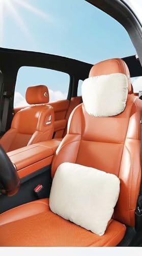 Coche Almohada de Soporte Lumbar del y Kit de Almohada del Cuello del Coche para Cadillac ATS 2013 2014 2015 2016 2017 2018 2019, Confort Conducción,Beige
