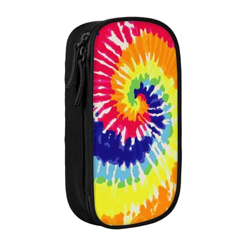 Image of Perinsto Rainbow Tie Dye Pencil Case Big Capacity Multi Compartment Stationery Box Pencil Pouch Holder Desk Organizer For School Office Home