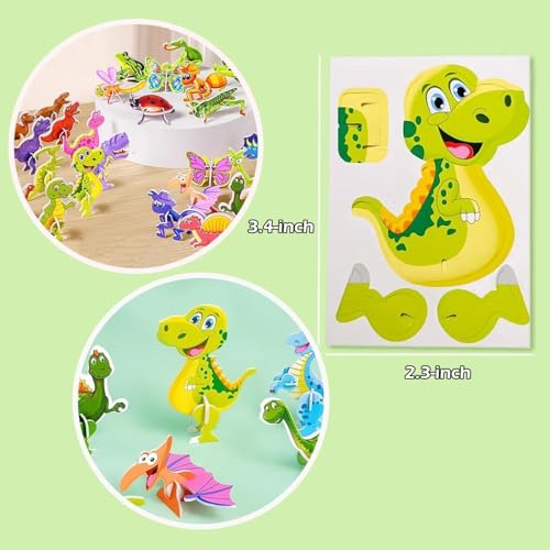 Lovyan 100PCS Educational 3D Cartoon Puzzle for Kids - Insects, Dinosaurs, Animals, Vehicles Themed 3D DIY Cardboards for Boys & Girls Gift Party Supplies by Lovyan - Image 3