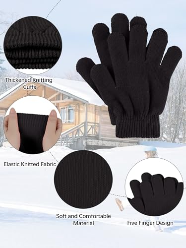Glooarm 12 Pairs Kids Gloves Winter Toddler Full Finger Knit Gloves Bulk - image 3
