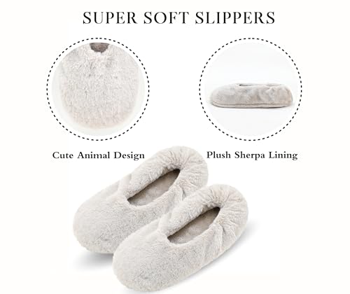 Image of Keyela Women's Ballerina Slippers,Non-Slip Bedroom Slippers Socks | Soft fuzzy slipper socks for ladies Indoor home slippers Cozy sock slippers Ballet Slippers
