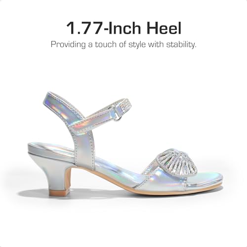 Image of DREAM PAIRS Girls Sandals Ankle Strap Square Toe Low Heel Crystal Shell Wedding Party Flower Dress Shoes for Little Kids /Big Kids