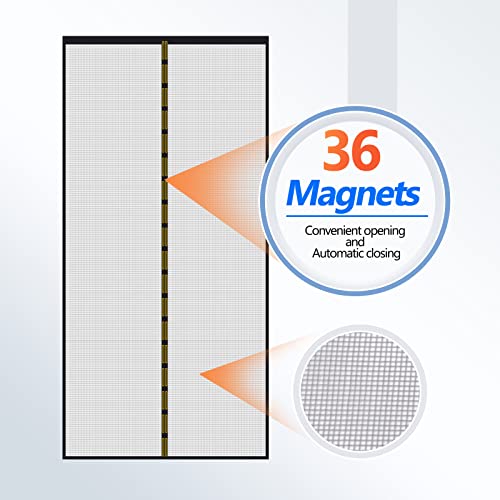 Sakurry Magnetic Screen Door, Reinforced Heavy Duty Fiberglass Screen Door Mesh, Self Sealing Mesh Curtain Door Screen Magnetic Closure, Fit For Single, Front, Patio, Sliding Door Size 36'' X 82'' #TOP3