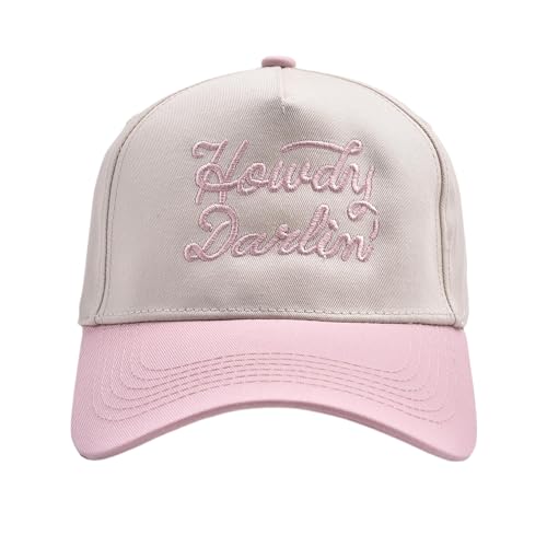 Howdy Darlin' Vintage Hat Two-Tone Funny Trucker Hat Trendy Embroidered Baseball Cap for Women Pink