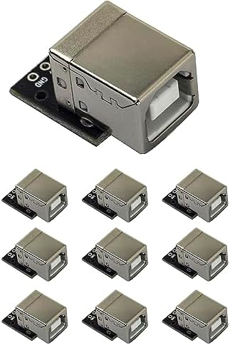 10pcs USB 2.0 Type B Female Connectors - 90 Degree Right Angle Jack Port For Audio MIDI Keyboard Repair