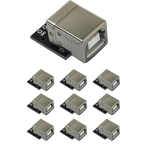 10 unidades de conector USB Tipo B hembra ángulo 90° negro miniatura 1