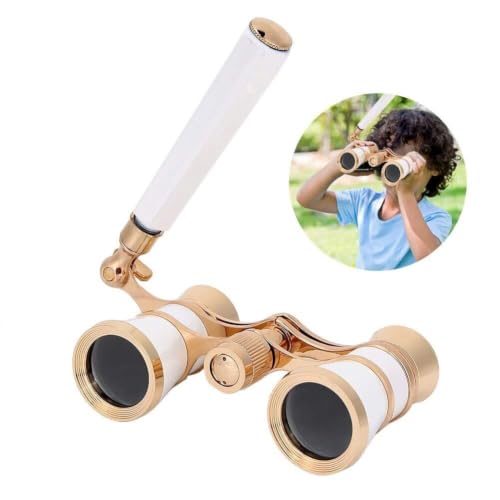 Prismáticos de ópera estilo gafas en blanco y oro para teatro 7