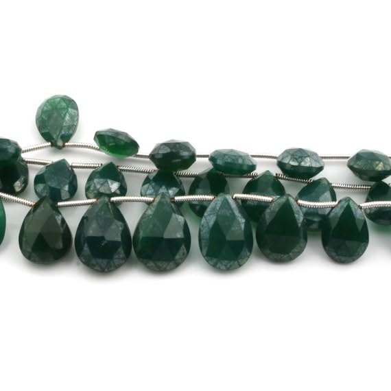 Onyx vert perles gouttes briolettes facettées 10mm-16mm LKBEADS pour création bijoux DIY