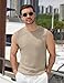 COOFANDY Men's Casual Tank Top Vest Sleeveless T Shirt Knit Muscle Tank Shirts Khaki