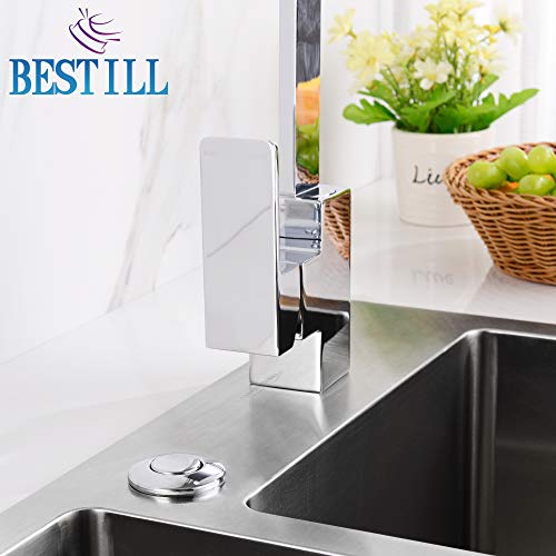 Bestill Sink Top Garbage Disposal Air Switch Kit With Single Outlet, Long Chrome Push Button With Brass Cover, Ul Listed #TOP5
