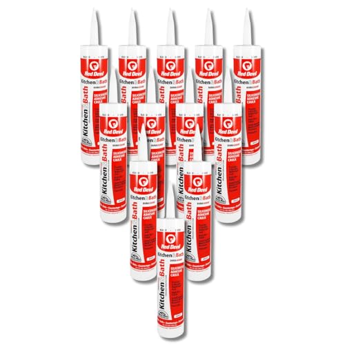 Red Devil 0406 Duraguard Kitchen &amp; Bath Siliconized Acrylic Caulk, 10.1 oz., White, 12 Pack, Made in USA
