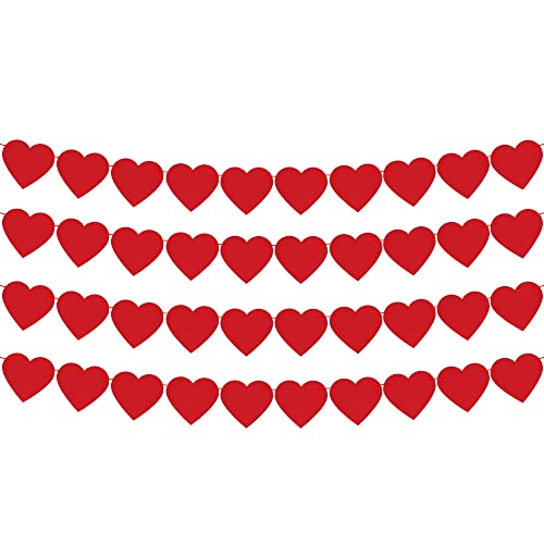 Image of Festiko Red Heart Garland for Valentine's Day Decor - 4 Strings | Valentine Decoration | Home Decor | Romantic Banner for Special Night