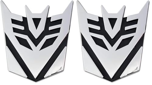 2PCS Car Auto Robot Decepticons Sticker Chrome Finish PVC Auto Emblem - 3.15 Tall Silver