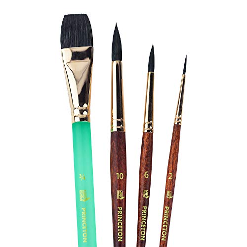 Princeton Neptune 4750 Series Watercolor Brush Set – Watercolor Brushes Professional Soft Synthetic Squirrel Hair – Artist Water Paint Brush Set – 1pc Aquarelle 3/4" & 3 Round Brushes (Sizes 2, 6, 10) by Princeton - Image 3