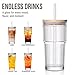 SoulTimes 20oz Glass Cups with Lids and Straws, Ribbed Glass Tumbler for Iced Coffee, Smoothie, Juice & Cold Drinks, Reusable Thick Glassware Set, Elegant Home & Travel Drinkware【2 Pack】