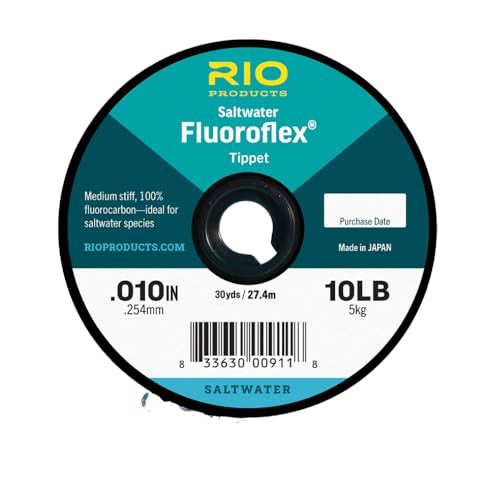 RIO Products Fluoroflex Saltwater Tippet – 100% Fluorocarbon, Medium-Stiff Leader Material for Saltwater Fly Fishing – Abrasion Resistant, Strong & Knot-Friendly – 30 yd Spool, 16lb
