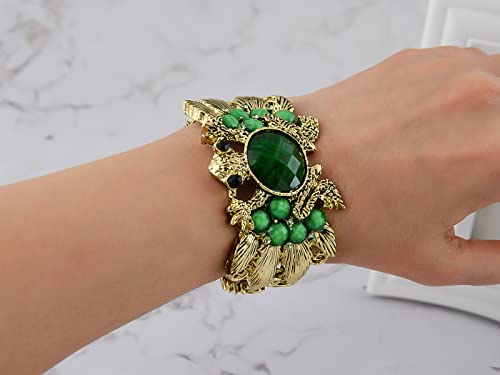 Alilang Golden Tone Emerald Green Crystal Rhinestone Frog Toad Bracelet Bangle Cuff #TOP6