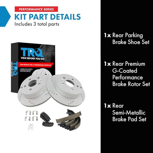 Image of TRQ Performance Rear Brake Pad and Rotor Set Semi Metallic Coated Rotors Compatible with 2010-2017 Chevrolet Equinox GMC Terrain