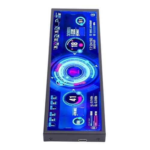Fabater Computer Secondary Screen, 480x1920 IPS Resolution 5-Point Touch CPU Temperature Monitor, PC Temperature Display with Type C Cable for Computer Case Notebooks