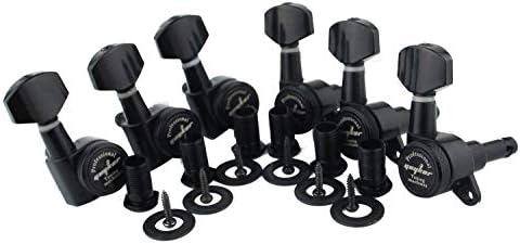 Guyker Guitar Locking Tuners (6 for Right) - 1:18 Lock String Tuning Key Pegs Machine Head with Hexagonal Handle Replacement for ST TL SG LP Style Electric, Folk or Acoustic Guitars - Black