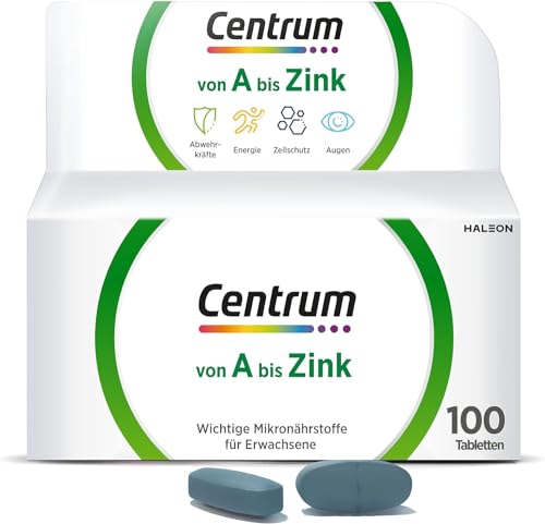 Multivitamin- Centrum Von A bis Zink– Multivitamin Tabletten mit Vitamin A-Z, hochwertiges Nahrungsergänzungsmittel zur täglichen Komplettversorgung - Vitamine, Mineralstoffe, Spurenelemente – 100St.