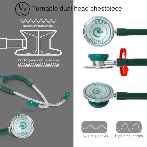 Image of RCSP Stethoscope for Doctors Micro Plus Students Medical Professional Version Green