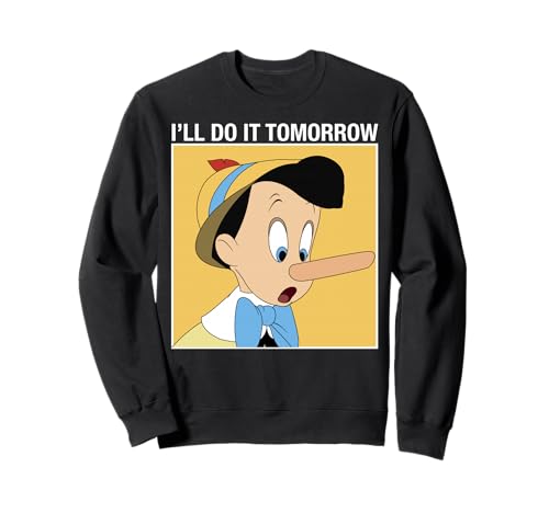 Sweatshirt Disney Pinocchio I'll Do It Tomorrow en coton bleu pour homme et femme