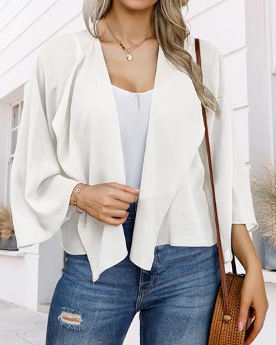 Image of Womens Summer Tops Short Shrugs Kimono Cardigans Casual Chiffon Bolero Jackets 2026